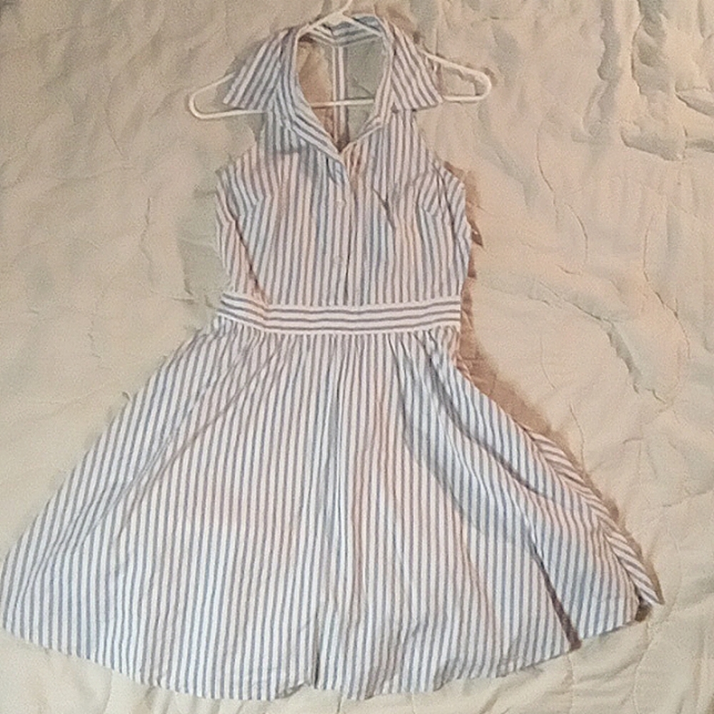 Bailey blue blue and white stripped vintage pin up style dress, size medium